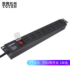 【图腾8位16A PDU】图腾（TOTEN）8位16A PDU 机柜电源分配器 3220006220带开关2米线